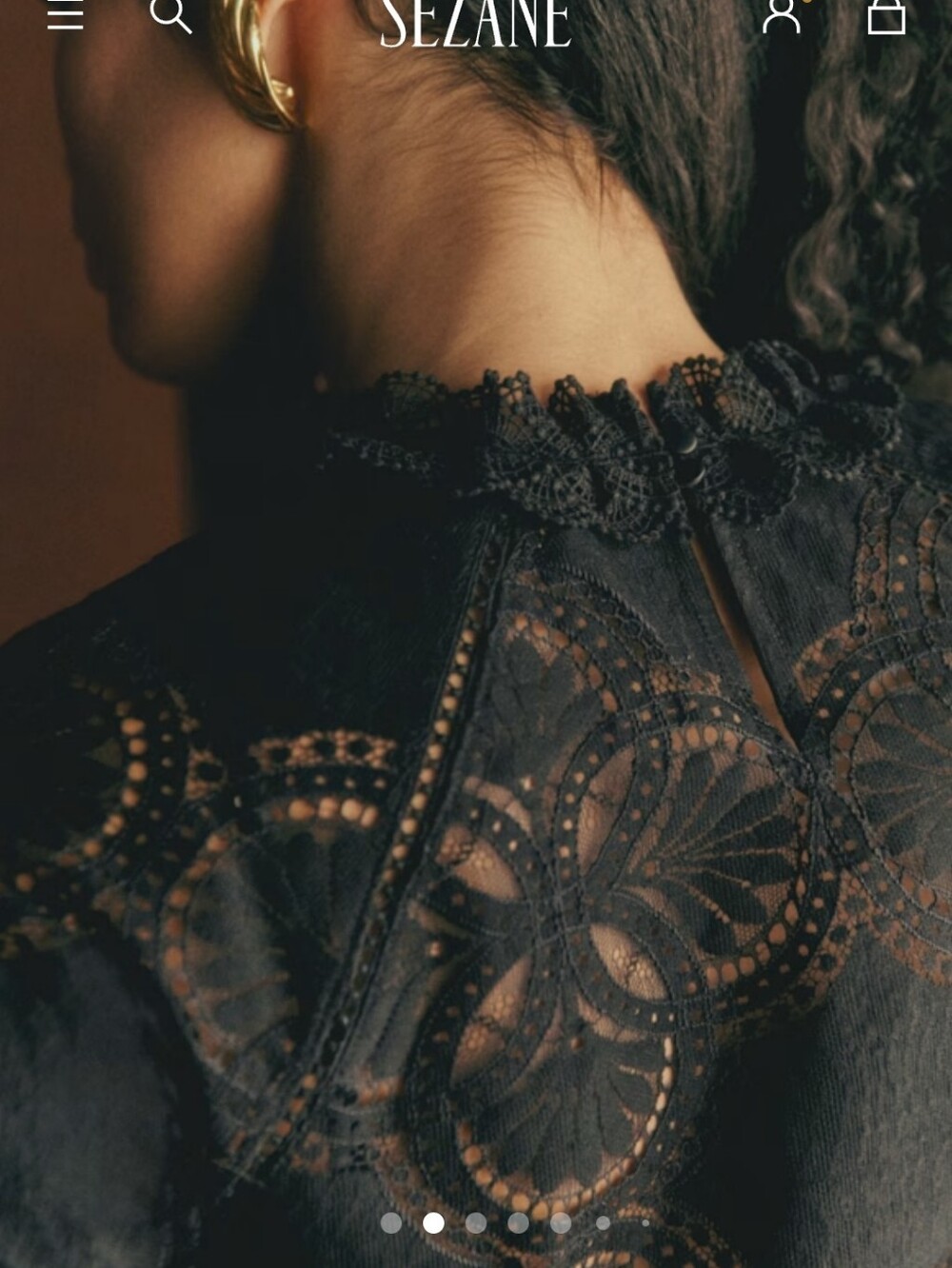 Sezane Black Bianca Lace Eyelet Blouse - Picture 8 of 11